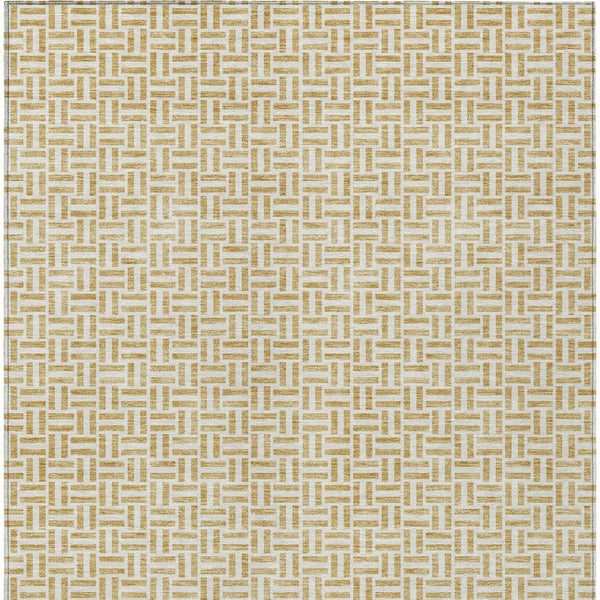 Homeroots 3' Stylish Artichoke Green And Gray Geometric Washable Rug For Indoor And Outdoor Spaces 9' X 12' Polyester 594465