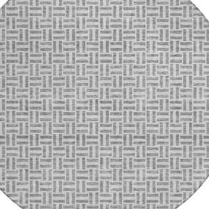 Homeroots 3' Stylish Artichoke Green And Gray Geometric Washable Rug For Indoor And Outdoor Spaces 8' Round Polyester 594469