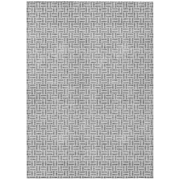 HomeRoots 9' Gray and Silver Geometric Washable Area Rug for Indoor and Outdoor Use, Durable and Stylish Design 9' X 12' 594471