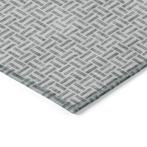 Homeroots 3' Stylish Artichoke Green And Gray Geometric Washable Rug For Indoor And Outdoor Spaces 9' X 12' Polyester 594471