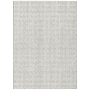 HomeRoots 5' Stylish Ivory and Silver Geometric Area Rug - Durable, Washable, Perfect for Indoor and Outdoor Use 5' X 8' 594474