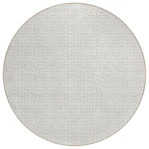 HomeRoots 5' Stylish Ivory and Silver Geometric Area Rug - Durable, Washable, Perfect for Indoor and Outdoor Use 8' Round 594475