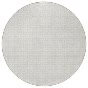 Homeroots 3' Stylish Artichoke Green And Gray Geometric Washable Rug For Indoor And Outdoor Spaces 8' Round Polyester 594475