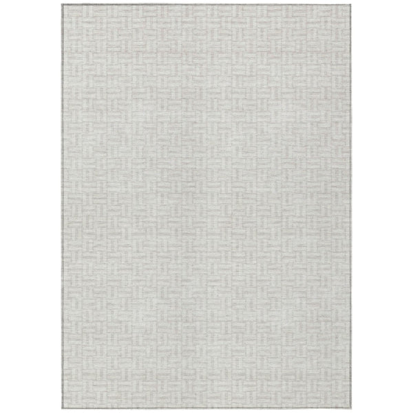 HomeRoots 5' Stylish Ivory and Silver Geometric Area Rug - Durable, Washable, Perfect for Indoor and Outdoor Use 8' X 10' 594476
