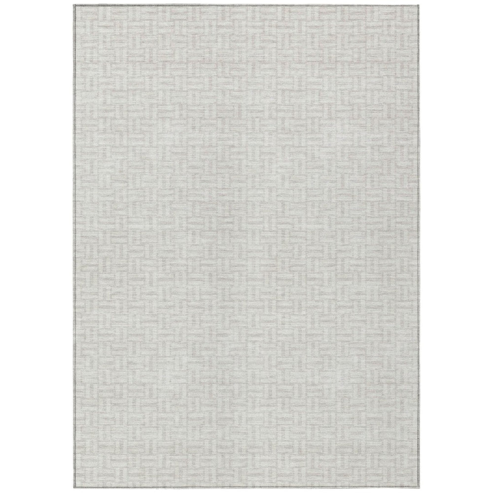 HomeRoots 9' Ivory and Silver Geometric Area Rug - Stylish, Durable, Washable for Indoor and Outdoor Use 9' X 12' 594477
