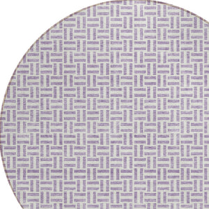 Homeroots 3' Stylish Artichoke Green And Gray Geometric Washable Rug For Indoor And Outdoor Spaces 8' Round Polyester 594481