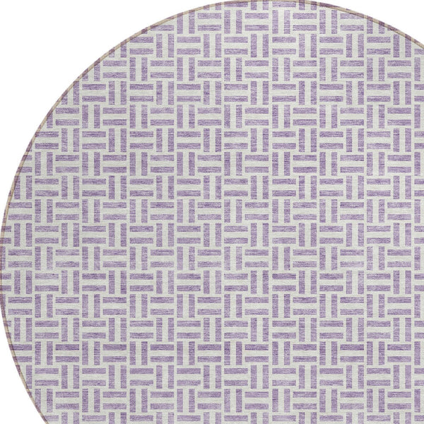 Homeroots 3' Stylish Artichoke Green And Gray Geometric Washable Rug For Indoor And Outdoor Spaces 8' Round Polyester 594481