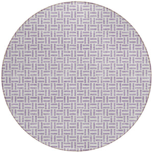 Homeroots 3' Stylish Artichoke Green And Gray Geometric Washable Rug For Indoor And Outdoor Spaces 8' Round Polyester 594481