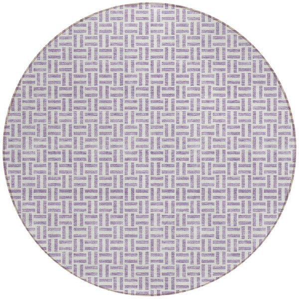 Homeroots 3' Stylish Artichoke Green And Gray Geometric Washable Rug For Indoor And Outdoor Spaces 8' Round Polyester 594481