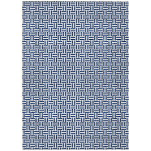 HomeRoots 5' Modern Navy Blue and Gray Geometric Area Rug - Durable, Washable for Indoor and Outdoor Spaces 5' X 8' 594486