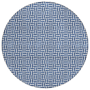 HomeRoots 5' Modern Navy Blue and Gray Geometric Area Rug - Durable, Washable for Indoor and Outdoor Spaces 8' Round 594487