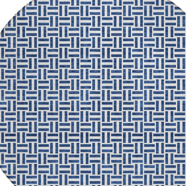 Homeroots 3' Stylish Artichoke Green And Gray Geometric Washable Rug For Indoor And Outdoor Spaces 8' Round Polyester 594487