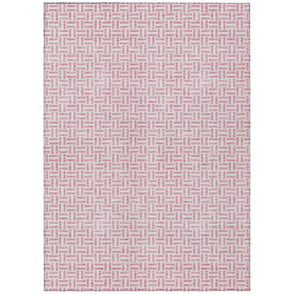 HomeRoots 5' Pink and Silver Geometric Area Rug - Stylish, Washable, Durable for Indoor & Outdoor Spaces 10' X 14' 594496