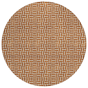 HomeRoots 5' Copper and Beige Geometric Indoor Outdoor Rug - Durable, Washable, Modern Style for Any Space 8' Round 594499