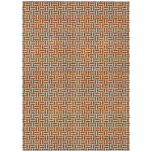 HomeRoots 9' Copper and Beige Geometric Area Rug - Stylish, Washable, Durable for Indoor and Outdoor Spaces 9' X 12' 594501