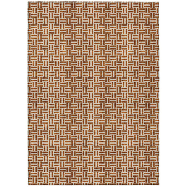 HomeRoots 9' Copper and Beige Geometric Area Rug - Stylish, Washable, Durable for Indoor and Outdoor Spaces 9' X 12' 594501