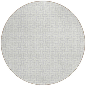Homeroots 3' Stylish Artichoke Green And Gray Geometric Washable Rug For Indoor And Outdoor Spaces 8' Round Polyester 594505