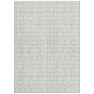 Homeroots 3' Stylish Artichoke Green And Gray Geometric Washable Rug For Indoor And Outdoor Spaces 8' X 10' Polyester 594506