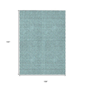 Homeroots 3' Stylish Artichoke Green And Gray Geometric Washable Rug For Indoor And Outdoor Spaces 9' X 12' Polyester 594513