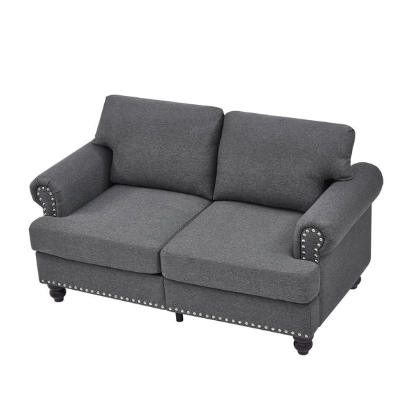 English Elm 59.5" Modern Classic Loveseat Sofa with Storage, Solid Wood Frame, Coil Springs & Removable Covers Grey W1097S00170