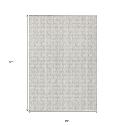 Homeroots 3' Stylish Artichoke Green And Gray Geometric Washable Rug For Indoor And Outdoor Spaces 5' X 8' Polyester 594516
