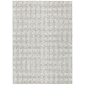 HomeRoots 5' Taupe and Silver Geometric Washable Area Rug for Indoor and Outdoor Spaces - Stylish & Durable Design 5' X 8' 594516