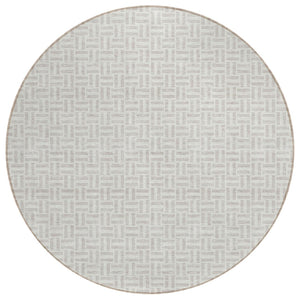 HomeRoots 5' Taupe and Silver Geometric Washable Area Rug for Indoor and Outdoor Spaces - Stylish & Durable Design 8' Round 594517