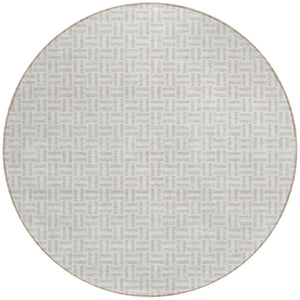 Homeroots 3' Stylish Artichoke Green And Gray Geometric Washable Rug For Indoor And Outdoor Spaces 8' Round Polyester 594517