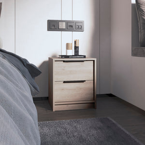 English Elm Cannon Two-Drawer Nightstand Light Grey with Slim Bar Handles, Compact Storage, Modern Bedroom Accent B06280502