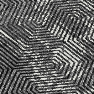Homeroots 3' Black And Ivory Geometric Washable Area Rug - Perfect For Indoor Outdoor Spaces, Durable Design 3' X 5' Polyester 594521