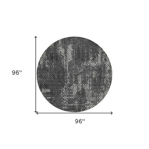 Homeroots 3' Black And Ivory Geometric Washable Area Rug - Perfect For Indoor Outdoor Spaces, Durable Design 8' Round Polyester 594523