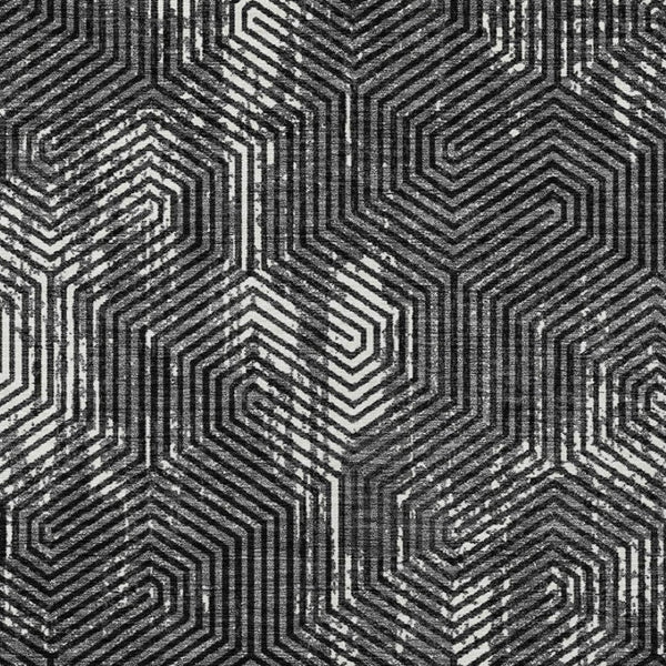 Homeroots 3' Black And Ivory Geometric Washable Area Rug - Perfect For Indoor Outdoor Spaces, Durable Design 8' X 10' Polyester 594524