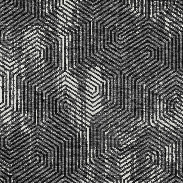 Homeroots 3' Black And Ivory Geometric Washable Area Rug - Perfect For Indoor Outdoor Spaces, Durable Design 9' X 12' Polyester 594525