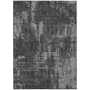 HomeRoots 8' Black and Ivory Geometric Area Rug - Durable, Washable, Perfect for Indoor and Outdoor Spaces! 10' X 14' 594526