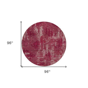 Homeroots 3' Black And Ivory Geometric Washable Area Rug - Perfect For Indoor Outdoor Spaces, Durable Design 8' Round Polyester 594529