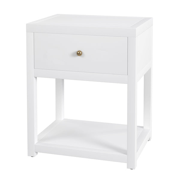 Butler Specialty Company Nora 21" Nightstand - Elegant Wood Design With Storage & Open Shelf Space Smooth White Acacia Wood,Mdf,Pine Wood,Acacia Veneers 5945304-butler
