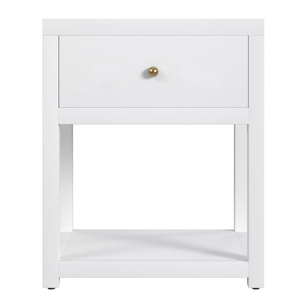 Butler Specialty Company Nora 21" Nightstand - Elegant Wood Design With Storage & Open Shelf Space Smooth White Acacia Wood,Mdf,Pine Wood,Acacia Veneers 5945304-butler