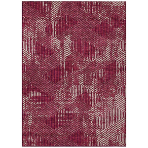 HomeRoots 5' Stylish Burgundy and Ivory Geometric Rug - Durable, Washable, Perfect for Indoor and Outdoor Spaces 8' X 10' 594530