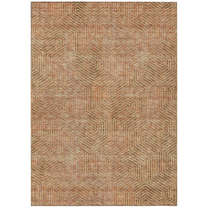 HomeRoots 5' Copper Brown and Beige Geometric Area Rug – Durable, Washable, Versatile for Indoor & Outdoor Use 5' X 8' 594534