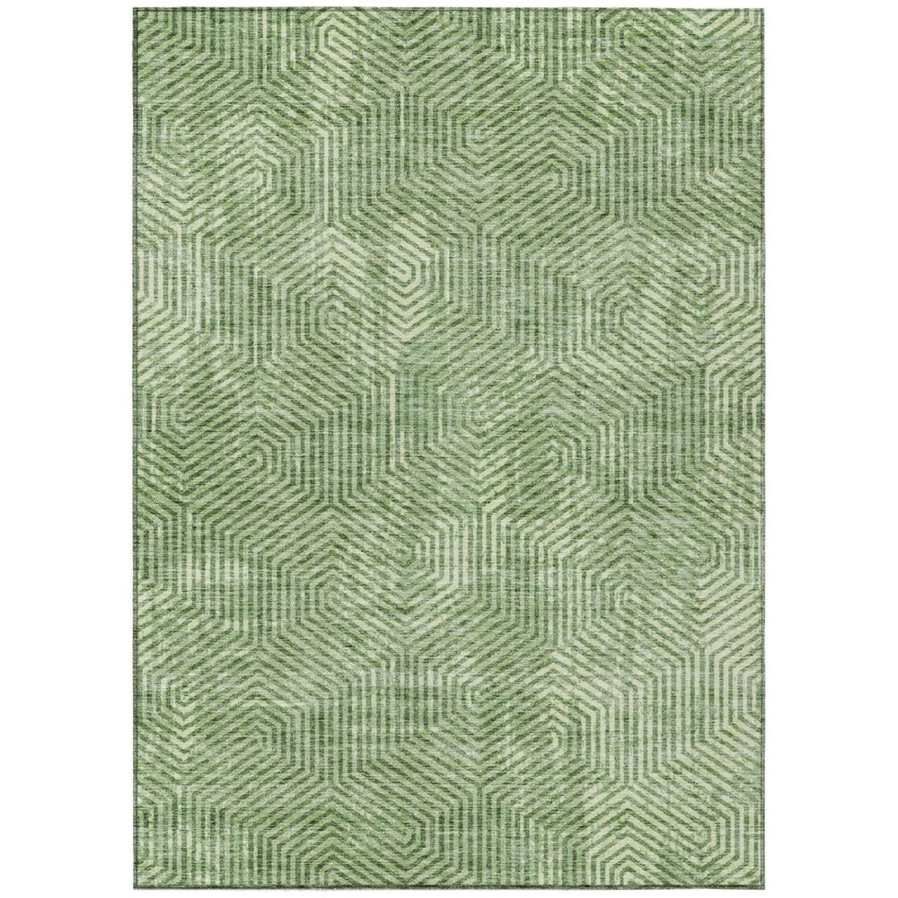 HomeRoots 5' Geometric Green Area Rug - Stylish, Washable & Durable for Indoor/Outdoor Spaces & High Traffic Areas 5' X 8' 594540