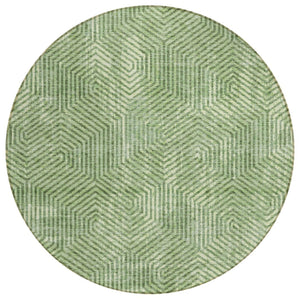 HomeRoots 5' Geometric Green Area Rug - Stylish, Washable & Durable for Indoor/Outdoor Spaces & High Traffic Areas 8' Round 594541