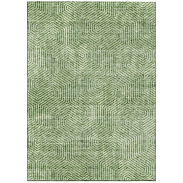 HomeRoots 5' Geometric Green Area Rug - Stylish, Washable & Durable for Indoor/Outdoor Spaces & High Traffic Areas 8' X 10' 594542