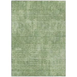 HomeRoots 9' Geometric Green & Light Green Washable Area Rug for Indoor/Outdoor Use - Durable & Stylish! 594543