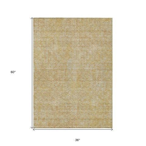 Homeroots 3' Black And Ivory Geometric Washable Area Rug - Perfect For Indoor Outdoor Spaces, Durable Design 3' X 5' Polyester 594545