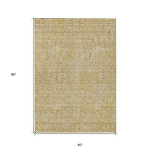 Homeroots 3' Black And Ivory Geometric Washable Area Rug - Perfect For Indoor Outdoor Spaces, Durable Design 5' X 8' Polyester 594546