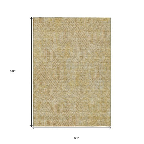 Homeroots 3' Black And Ivory Geometric Washable Area Rug - Perfect For Indoor Outdoor Spaces, Durable Design 5' X 8' Polyester 594546