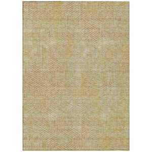 HomeRoots 9' Geometric Gold and Beige Washable Area Rug - Stylish, Durable Design for Indoor and Outdoor Use 594549