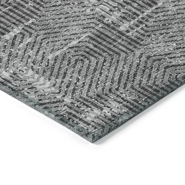 Homeroots 3' Black And Ivory Geometric Washable Area Rug - Perfect For Indoor Outdoor Spaces, Durable Design 3' X 5' Polyester 594551