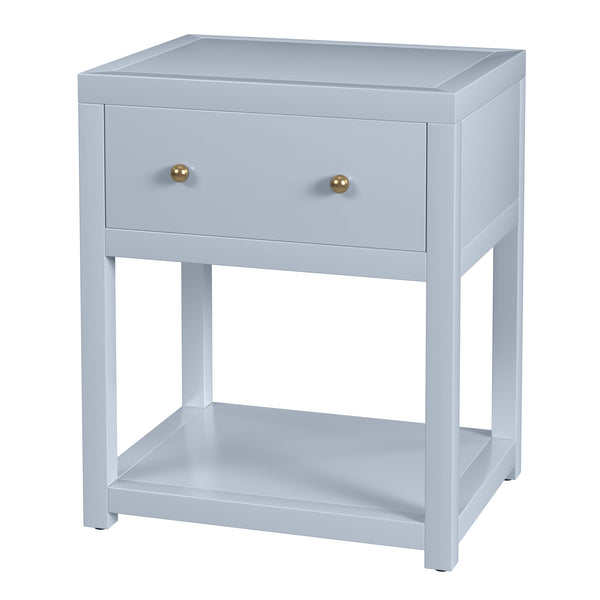 Butler Specialty Butler Light Blue Wide Nightstand with Two Smooth-Glide Drawers, Open Shelf & Gold Knob Accents 21"W x 17"D x 26"H 5945522