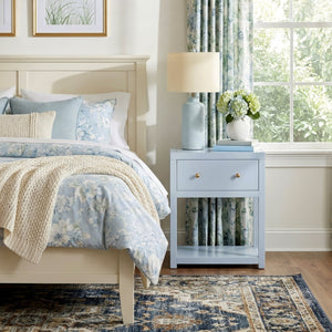 Butler Specialty Butler Light Blue Wide Nightstand with Two Smooth-Glide Drawers, Open Shelf & Gold Knob Accents 21"W x 17"D x 26"H 5945522